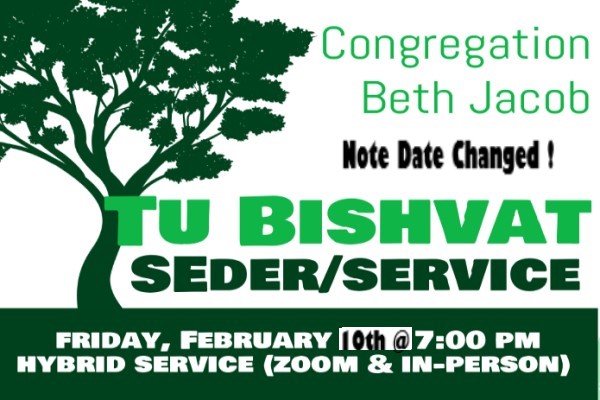 Shabbat & Tu Bishvat Service (Hybrid - in person and via zoom)