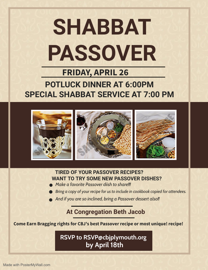 Shabbat Passover and Potluck Dinner