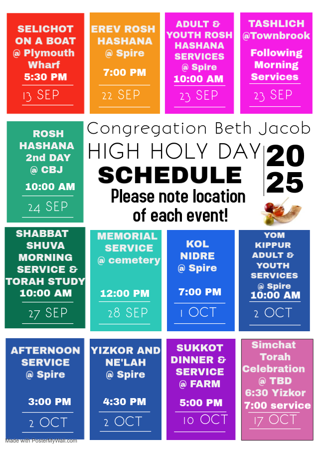 High Holiday Schedule